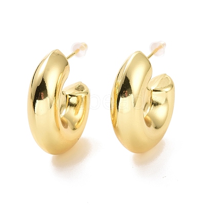 Brass C-shape Stud Earrings EJEW-A072-17LG-1