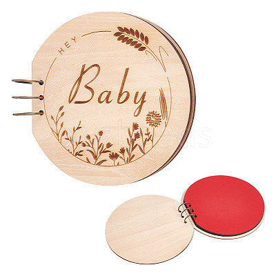 Round Wooden Cover Baby Scrapbook DIY Binder Photo Album DIY-WH0349-113B-1