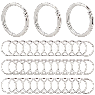 40Pcs 304 Stainless Steel Split Key Rings STAS-CY0001-01B-P-1