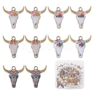 30Pcs 5 Colors Alloy Enamel Pendants ENAM-SC0003-85-1