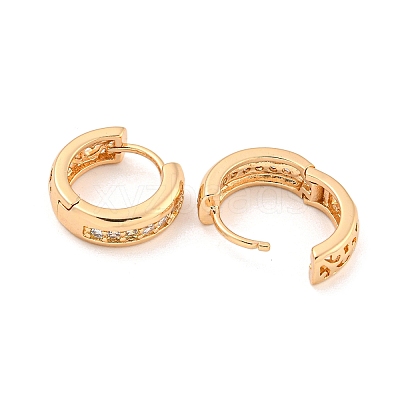 Brass Micro Pave Clear Cubic Zirconia Hoop Earrings EJEW-A107-06A-KCG-1