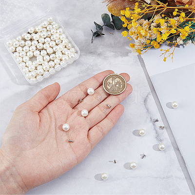100 Bags ABS Plastic Imitation Pearl Rivet Studs DIY-GF0013-39-1