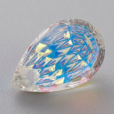 Embossed Glass Rhinestone Pendants GLAA-J101-05A-001AB-1