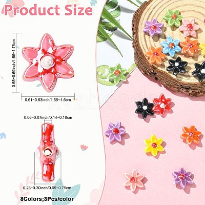 24Pcs 8 Colors Handmade Porcelain Beads PORC-FS0001-47-1