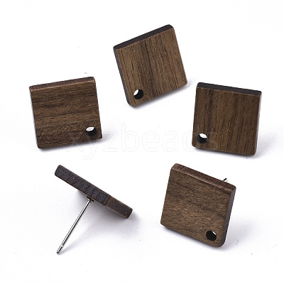 Walnut Wood Stud Earring Findings MAK-N033-004-1
