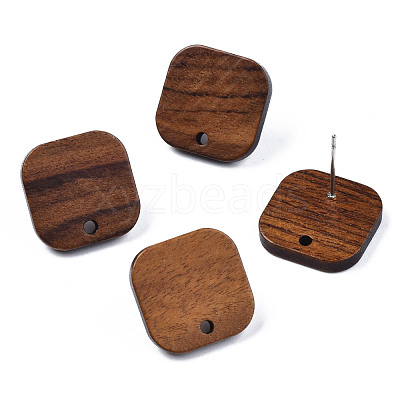 Walnut Wood Stud Earring Findings MAK-N032-019-1