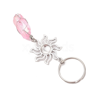Natural Quartz & Alloy Keychain KEYC-JKC01147-1