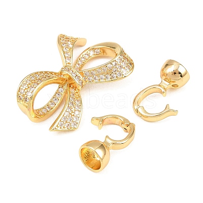Brass Micro Pave Clear Cubic Zirconia Fold Over Clasps KK-U059-61G-1