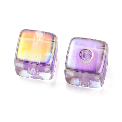 UV Plating Transparent Acrylic European Beads OACR-F004-10A-1