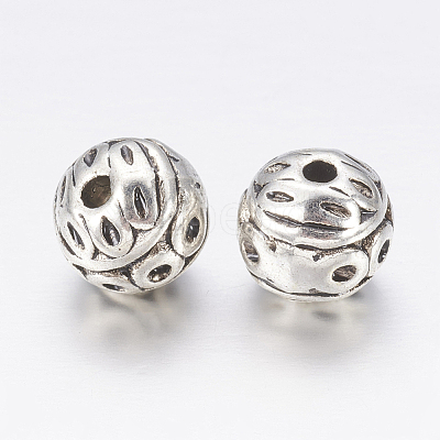 Antique Silver Alloy Round Beads X-PALLOY-101-AS-RS-1