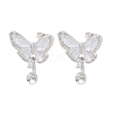 Brass Micro Pave Cubic Zirconia Stud Earring Findings CU-CBAA5EE-03P-B-1