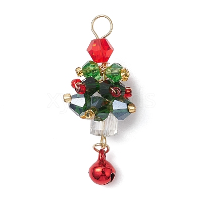 3Pcs 3 Colors Christmas Theme Glass Pendants PALLOY-JF02892-1