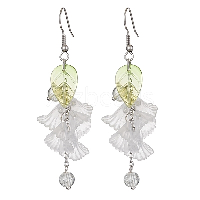 Acrylic & Glass Dangle Earrings EJEW-JE05429-1