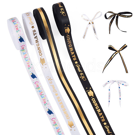 4 Styles Graduation Pattern Polyester Ribbon OCOR-TA0003-31-1