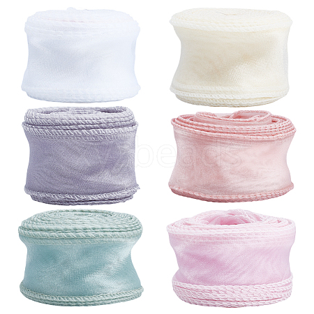 6 Rolls 6 Colors Fishtail Yarn Iridescent Ribbon for Bowknot Making OCOR-WR0001-57-1