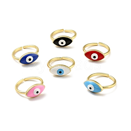 Enamel Horse Eye Open Cuff Ring RJEW-G259-03G-1