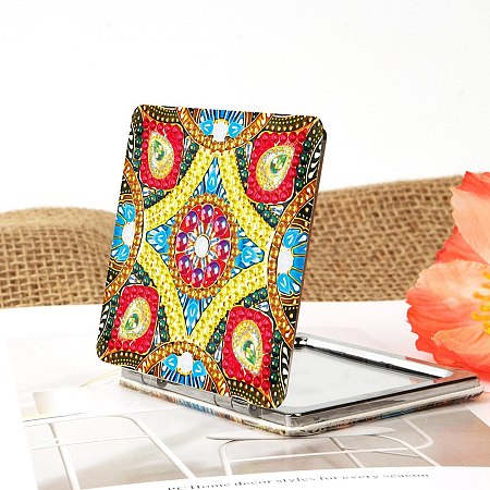 Mandala Flower DIY Diamond Painting Mirror Kits DIAM-PW0010-01B-1