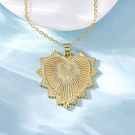 Brass Micro Pave Clear Cubic Zirconia Heart Pendant Necklaces for Women NJEW-S438-07B-G-1