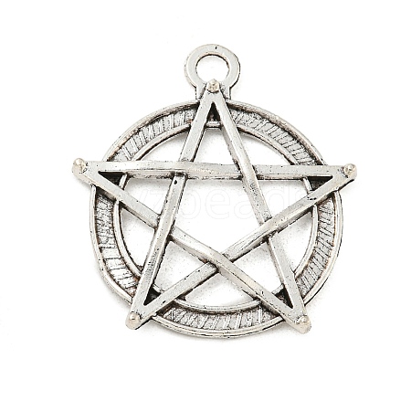 Tibetan Style Zinc Alloy Pentagram Pendants TIBEP-R334-333AS-RS-1