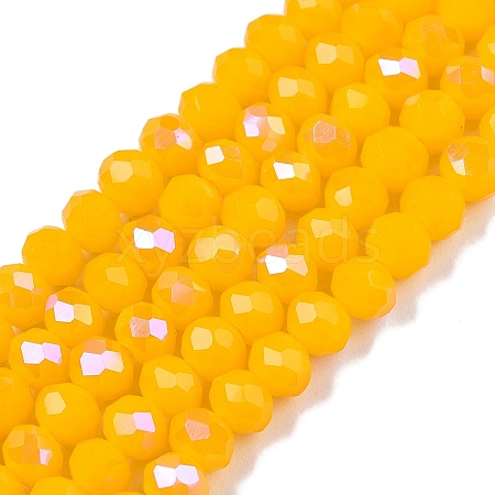 Electroplate Opaque Solid Color Glass Beads Strands EGLA-A044-P4mm-L29-1