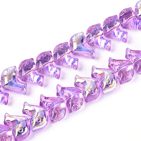 Baking Paint Electroplate Transparent Glass Beads Strands EGLA-N017-06-B03-1