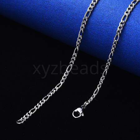 Non-Tarnish 304 Stainless Steel Figaro Chain Necklaces NJEW-S420-003C-P-1