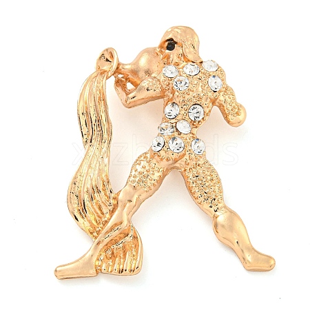 Golden Zinc Alloy with Rhinestone Brooches JEWB-B018-03G-12-1