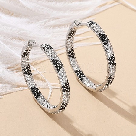 Brass Micro Pave Cubic Zirconia Hoop Earrings EJEW-M077-02P-1