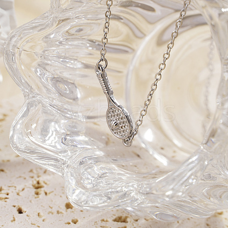 Unique Stainless Steel Tennis Racket Pendant Necklaces for Women QA5150-2-1