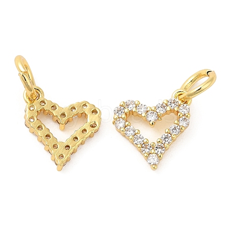 Rack Plating Brass Micro Pave Clear Cubic Zirconia Heart Charms KK-Z026-16G-1