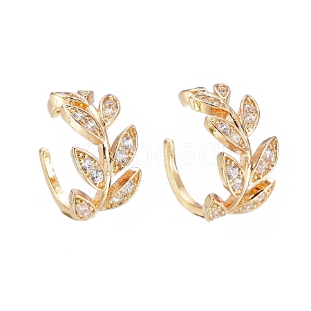 Brass Micro Pave Clear Cubic Zirconia Cuff Earrings EJEW-I249-11G-1