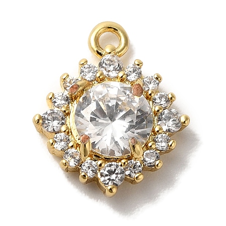 Brass Micro Pave Clear Cubic Zirconia Pendants KK-S391-01G-B-1