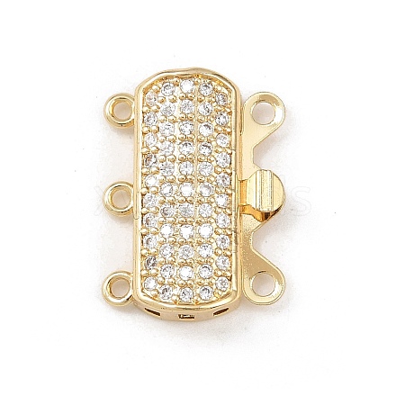 Brass Micro Pave Clear Cubic Zirconia Box Clasps KK-L255-02G-03-1