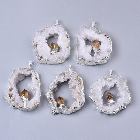 Natural Druzy Agate Big Pendants G-R458-05C-1