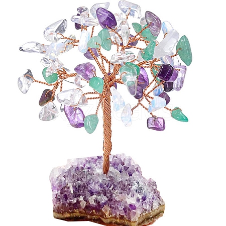 Natural Gemstone Chips Tree of Life Decorations PW-WGF14D3-03-1