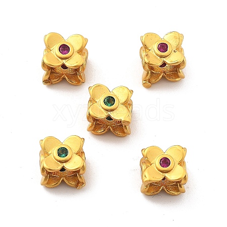 Brass Micro Pave Cubic Zirconia Beads KK-R216-16G-1