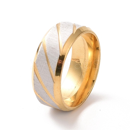 201 Stainless Steel Grooved Rhombus Finger Ring for Women RJEW-I089-45GP-1