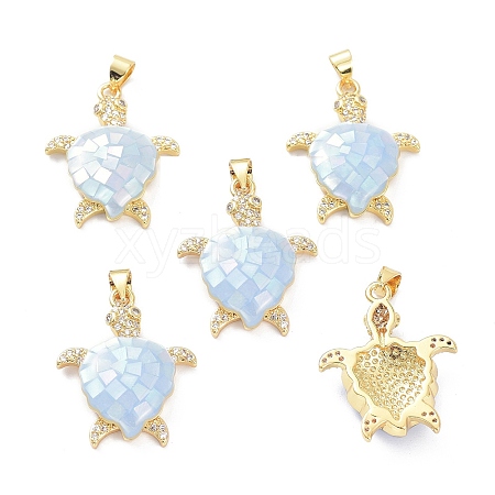 Real 18K Gold Plated Brass Micro Pave Clear Cubic Zirconia Pendants X-KK-D004-05G-C-1