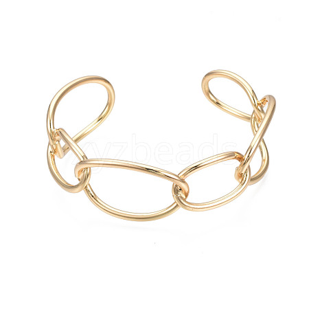 Alloy Oval Wrap Open Cuff Bangle BJEW-S118-120G-1