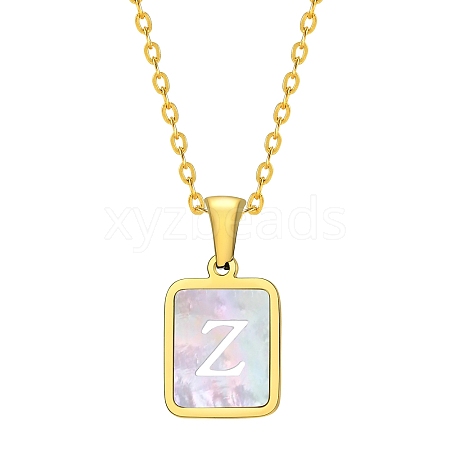 Shell Rectangle Pendant Initial Necklaces PW-WGEBFCF-26-1