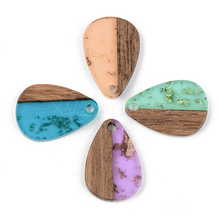 Transparent Resin & Walnut Wood Pendants RESI-S389-027A-B-1