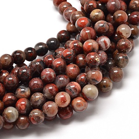 Natural Brecciated Jasper Round Bead Strands X-G-P072-12-6mm-1