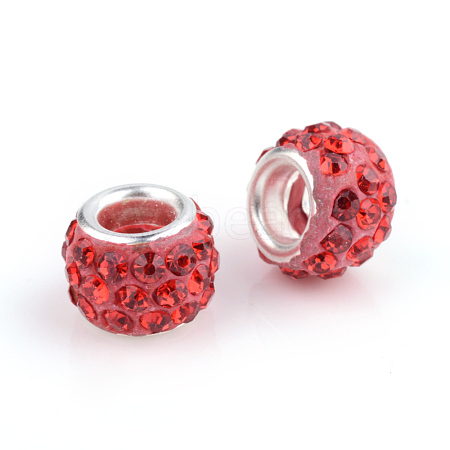 Polymer Clay Rhinestone European Beads CPDL-S007-02-1