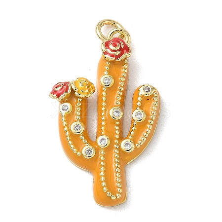 Brass Enamel Pendants KK-B155-21G-03-1