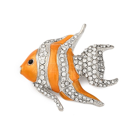 Zinc Alloy Crystal Rhinestone Resin Fish Brooch JEWB-U010-01P-01-1