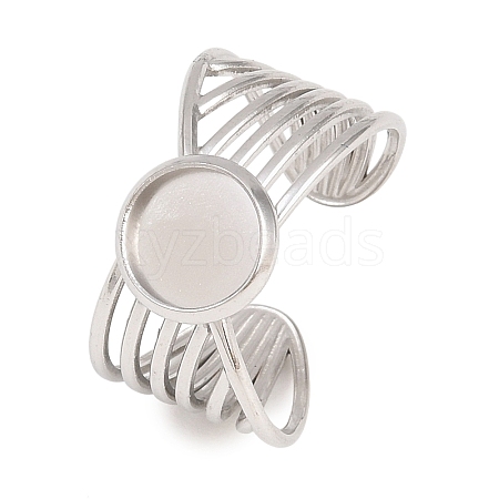 304 Stainless Steel Open Cuff Ring Components STAS-F366-06A-P-1