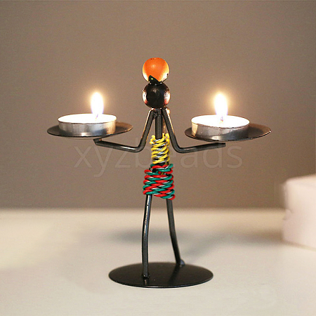 Iron Metal Candlestick Abstract Character Sculpture Candle Holder CAND-PW0005-040J-1