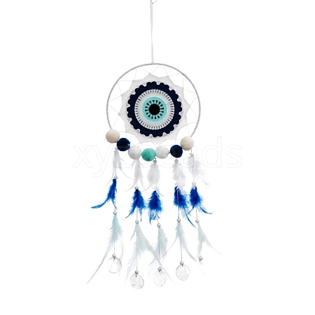 Cotton Woven Net/Web with Feather Hanging Decorations PW-WG78688-01-1