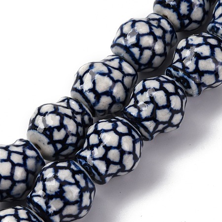 Handmade Blue and White Porcelain Beads Strands PORC-I027-13A-1