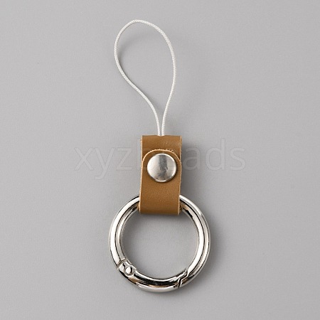 Leather and Zinc Alloy Mobile Phone Finger Rings AJEW-WH0307-53A-1